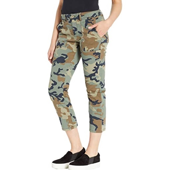 Sanctuary Peace Camo Cropped Chino Pants Green 27 - Picture 2 of 9